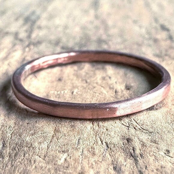 Raw Brushed Copper Ring Band Stacking Ring UNSEALED UNCOATED - Size 8 - Picture 1 of 5